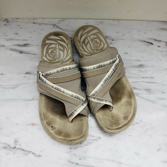 Merrell Terran 3 Cush Tan Leather Sandals Women’s Size 9 - Picture 8 of 11